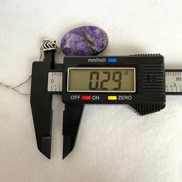 Sterling Silver 925 Oval Bezel Set Purple Charoite Pendant Necklace 22" Chain - Picture 13 of 16